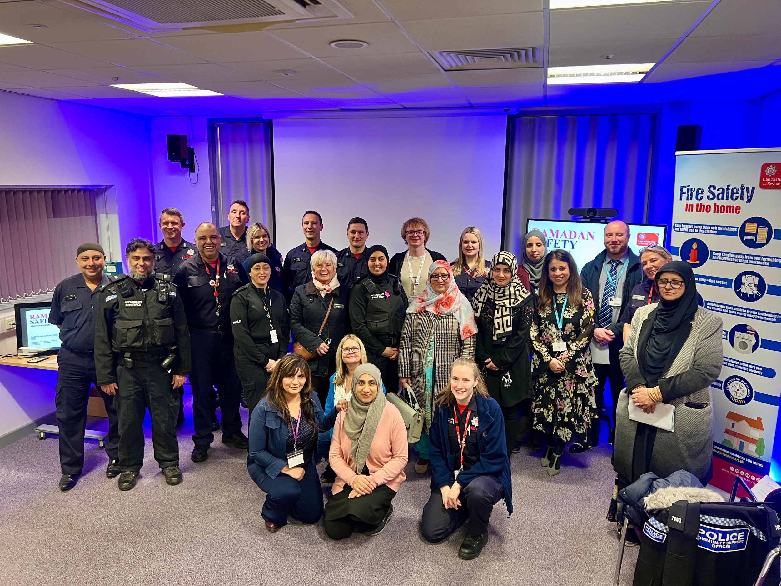 Image show group who launched the Ramadan campaign at Blackburn fire station